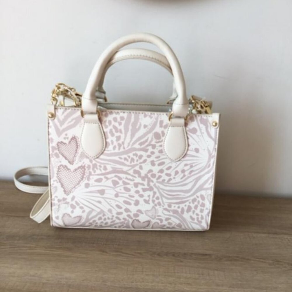 Betsey Johnson Pink and Cream Patterned Crossbody Satchel - Picture 2 of 11